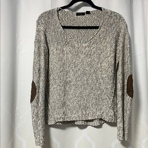 Cozy RDI Pullover with Elbow Patches - Brown/cream